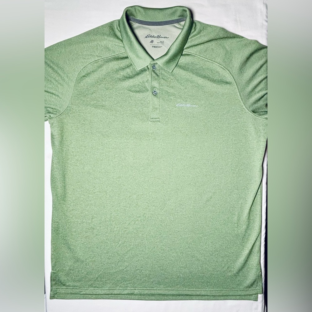 Eddie Bauer Motion FreeDry Short Sleeve Polo Men's Large Green Excellent